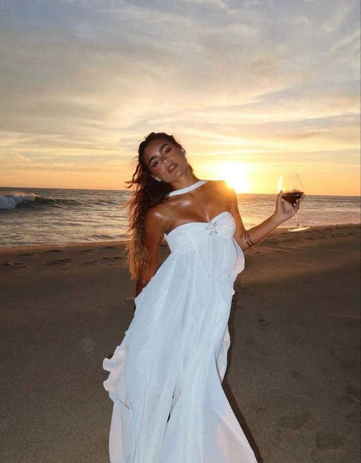 Robe Longue Bustier Volants Collins