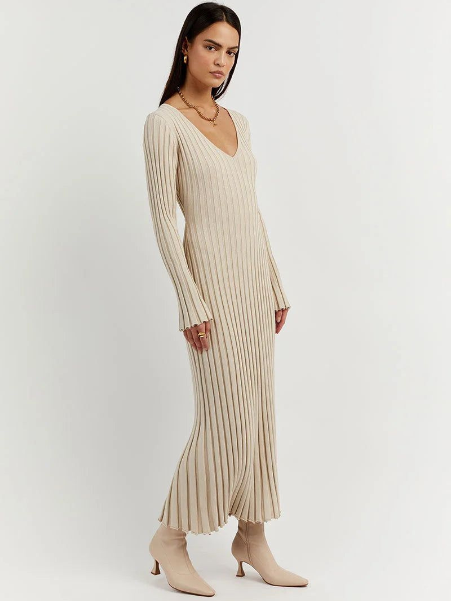 Robe Midi En Maille Col V Veneza