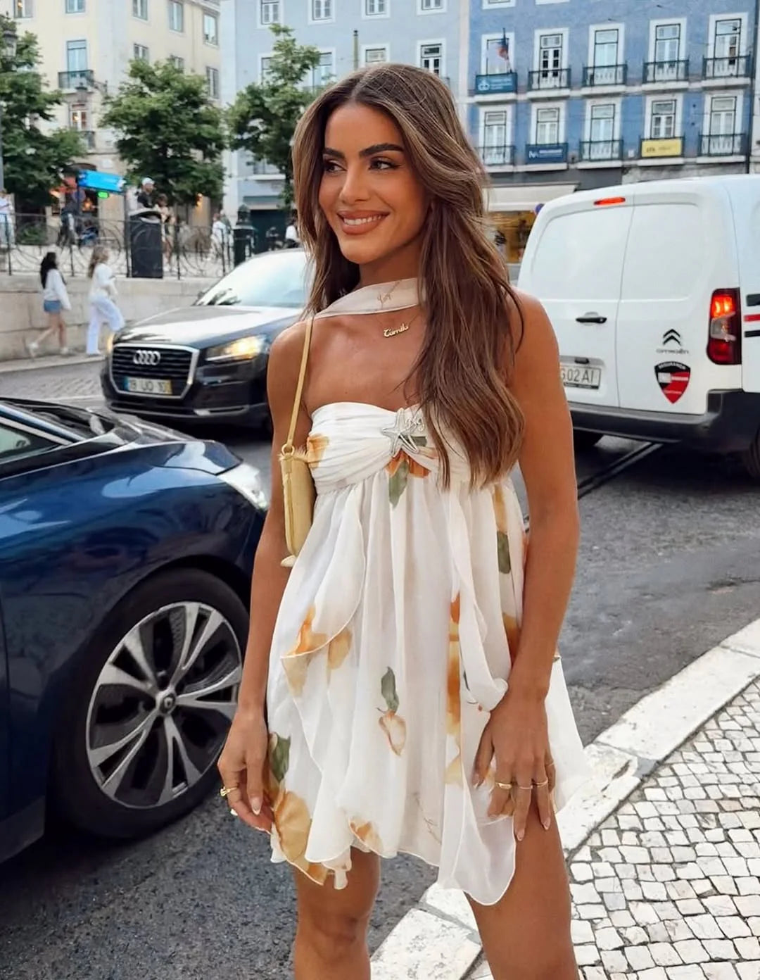 Robe Courte Imprimée Volantée Isabel