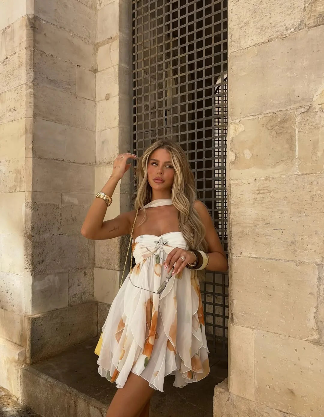 Robe Courte Imprimée Volantée Isabel