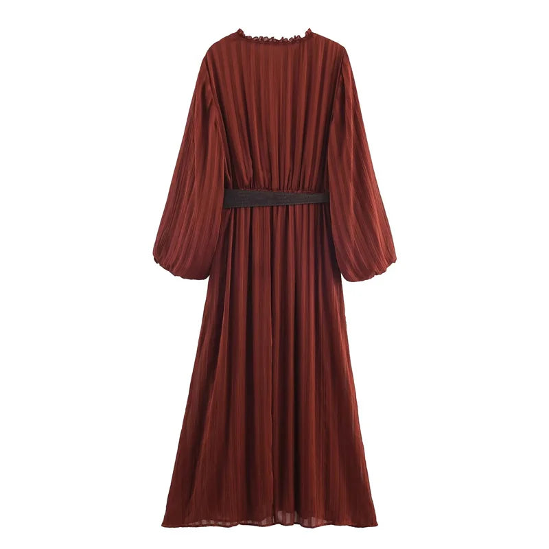 Robe à manches longues avec ceinture Yasmine
