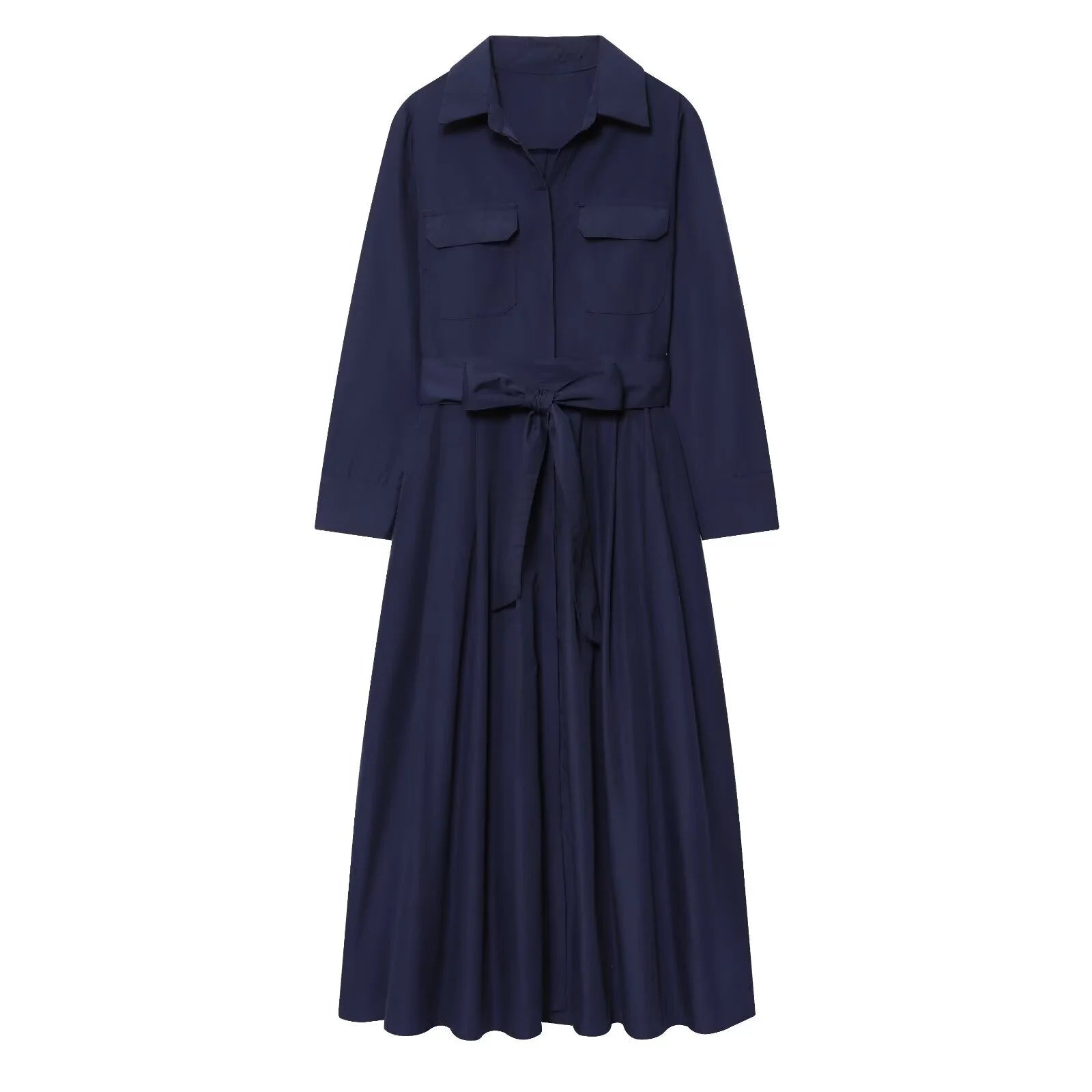 Robe chemise midi Sylvie à manches longues