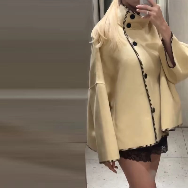 Manteau à col montant et boutons Élise