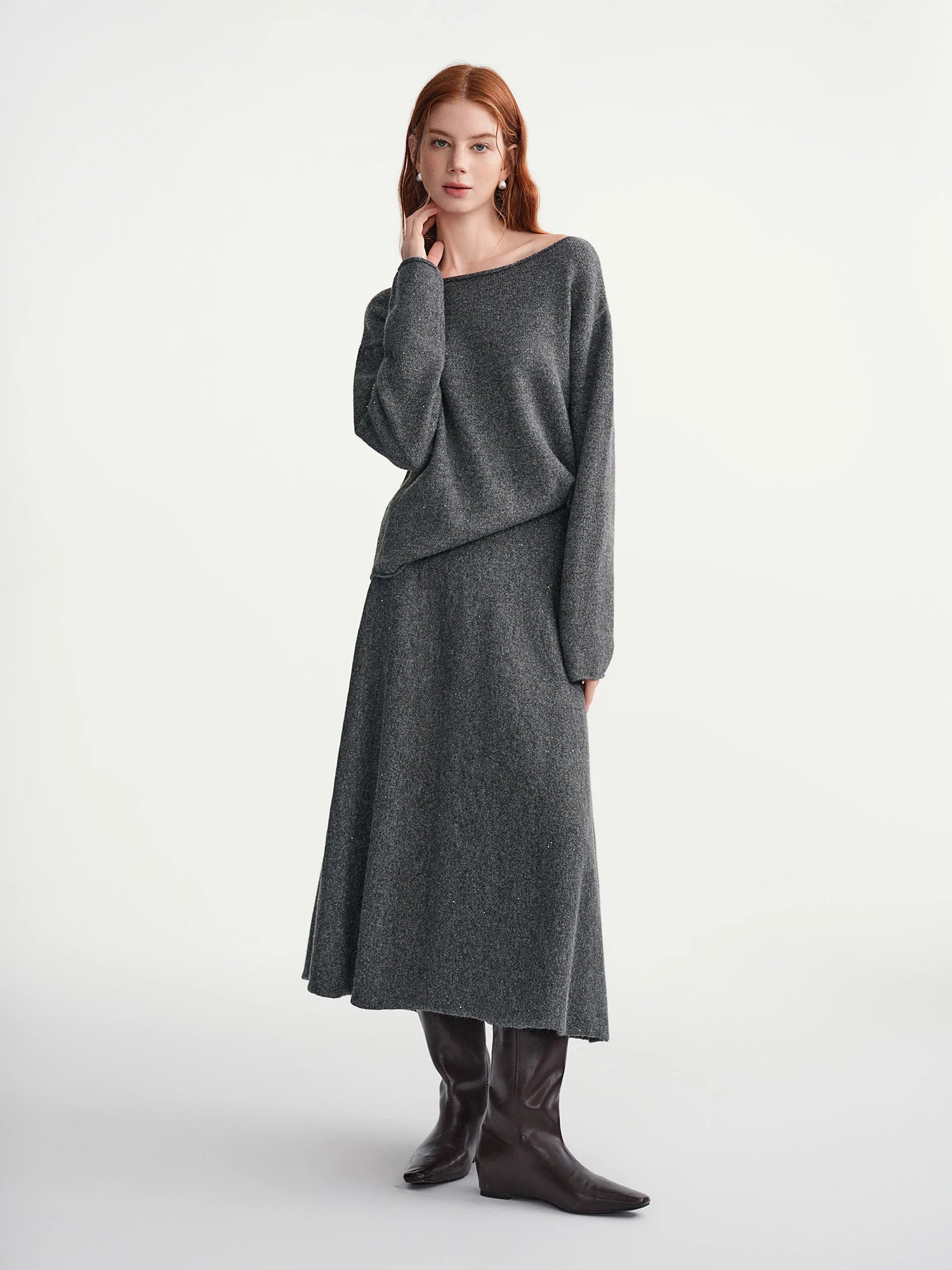 Ensemble Éléonore – Blouse Longue & Jupe Midi