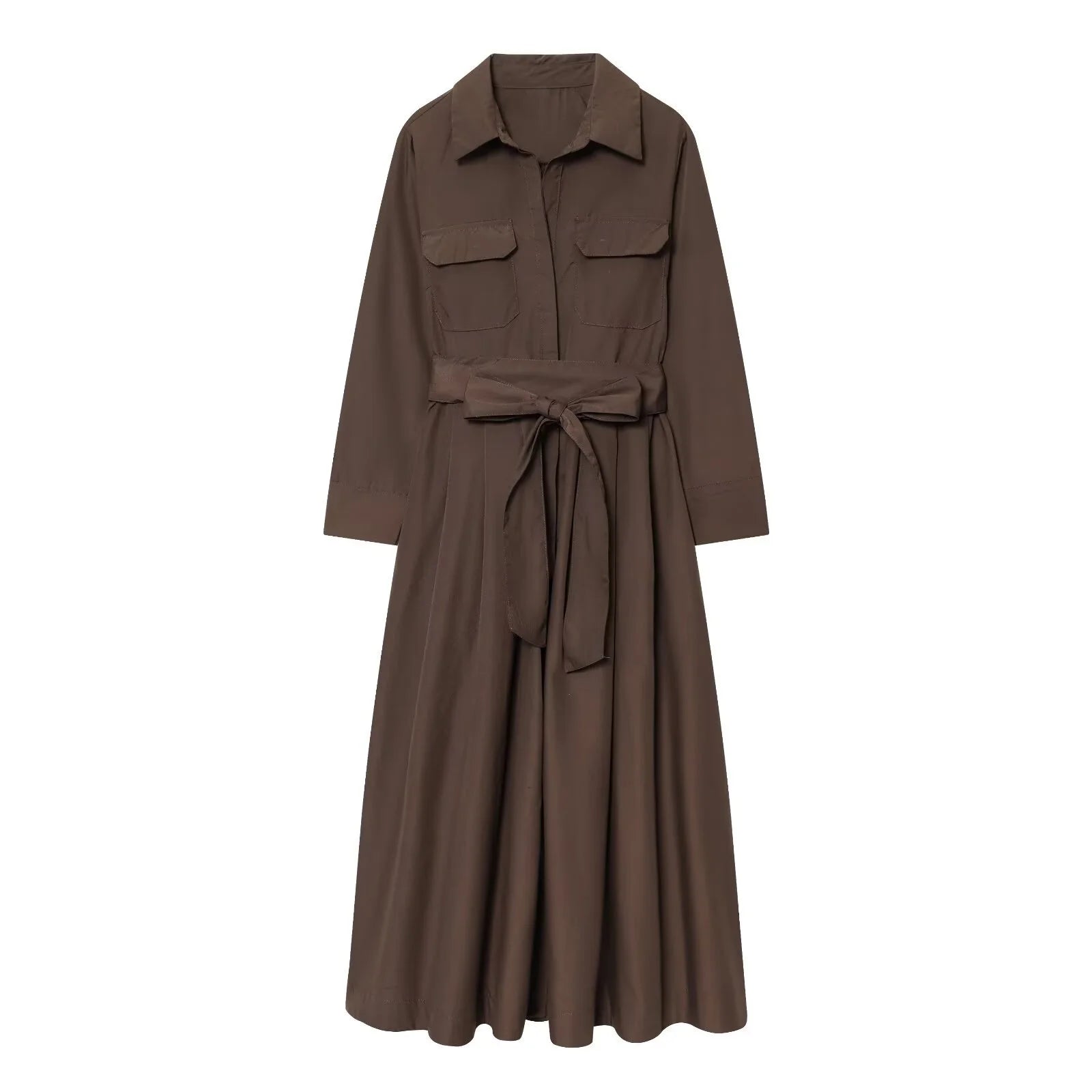 Robe chemise midi Sylvie à manches longues