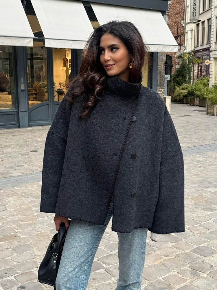 Manteau à col montant et boutons Élise