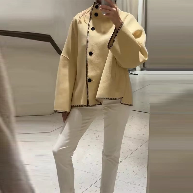 Manteau à col montant et boutons Élise