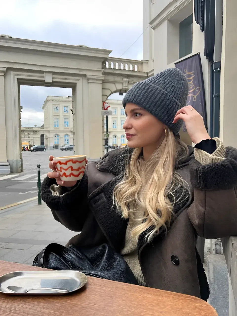 Veste en cuir à boutons Claire