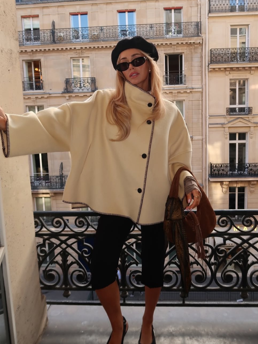 Manteau à col montant et boutons Élise