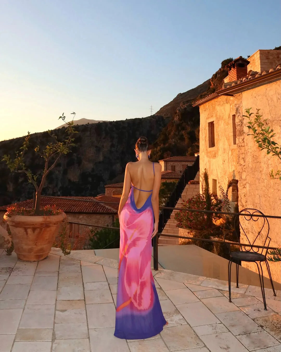 Robe Longue Dos Nu Imprimée Eulalia