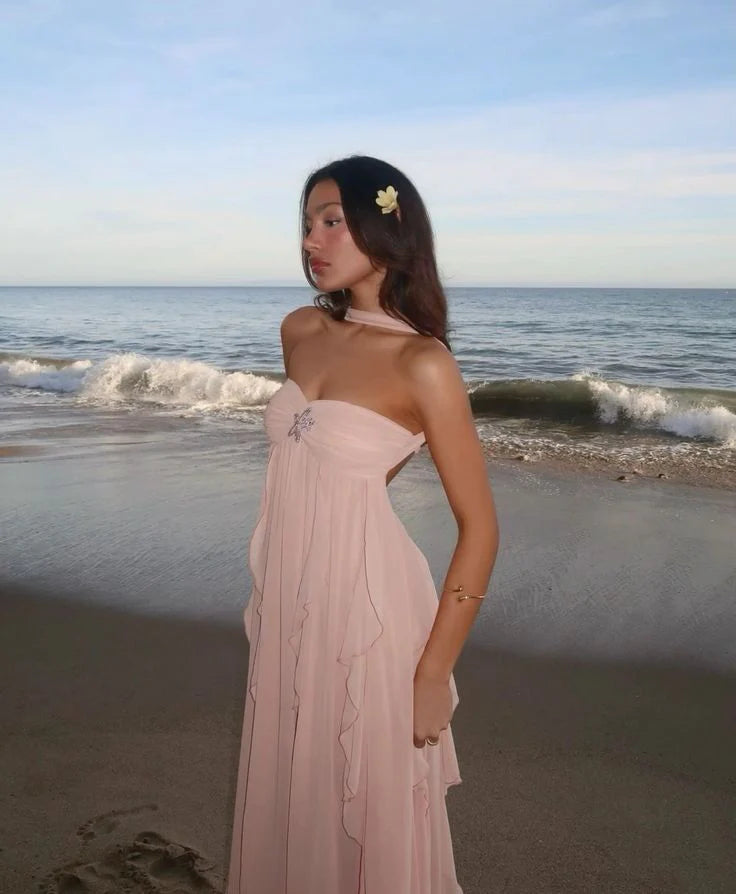 Robe Longue Bustier Volants Collins