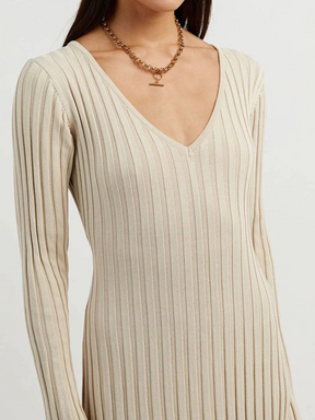 Robe Midi En Maille Col V Veneza