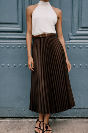 Robe Lisette – Midi à Jupe Plissée