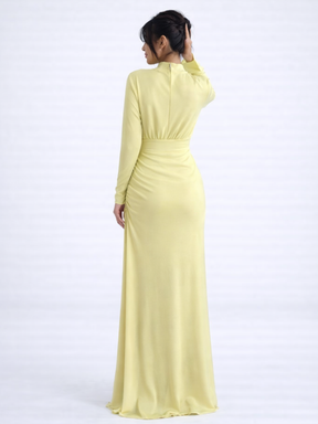 Robe Éléonore – Longue Jaune, Manches Longues
