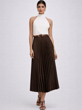 Robe Lisette – Midi à Jupe Plissée