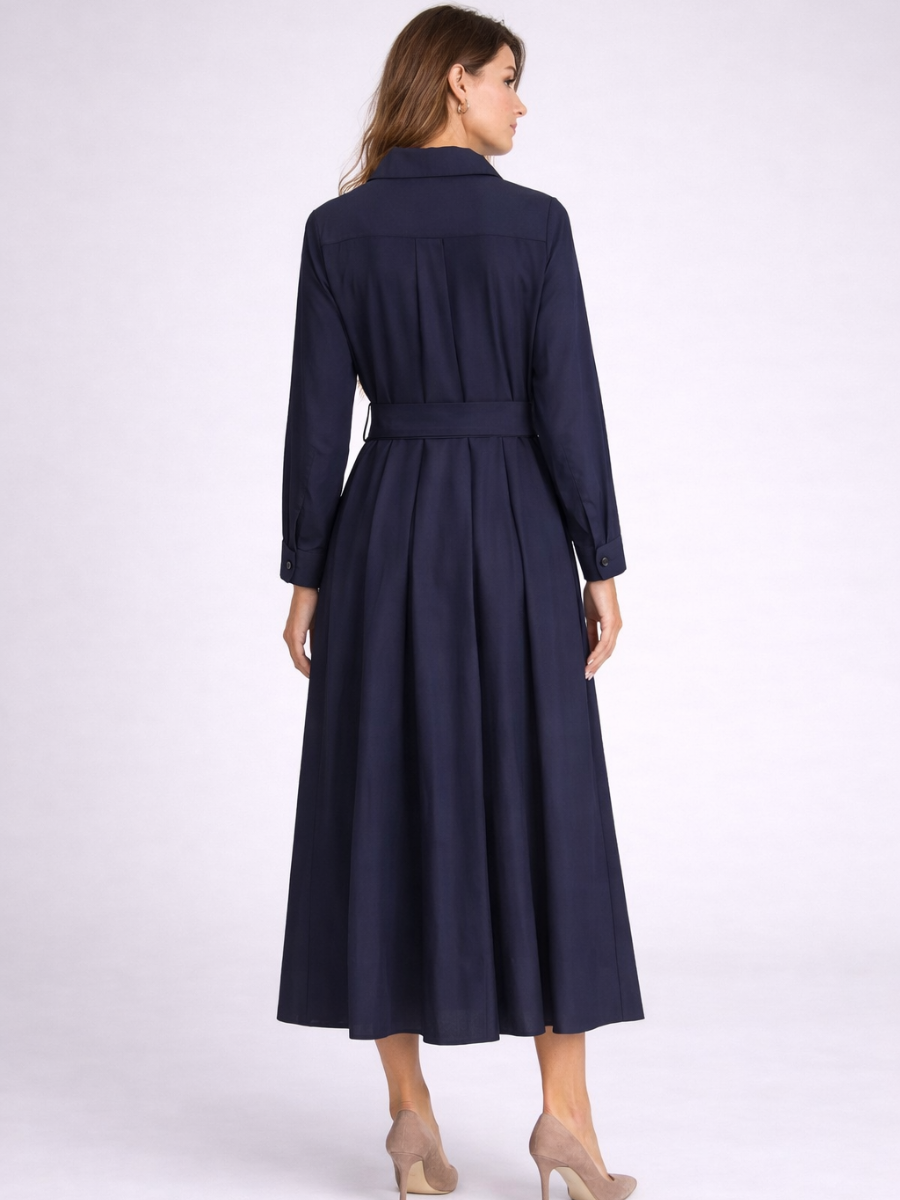 Robe chemise midi Sylvie à manches longues