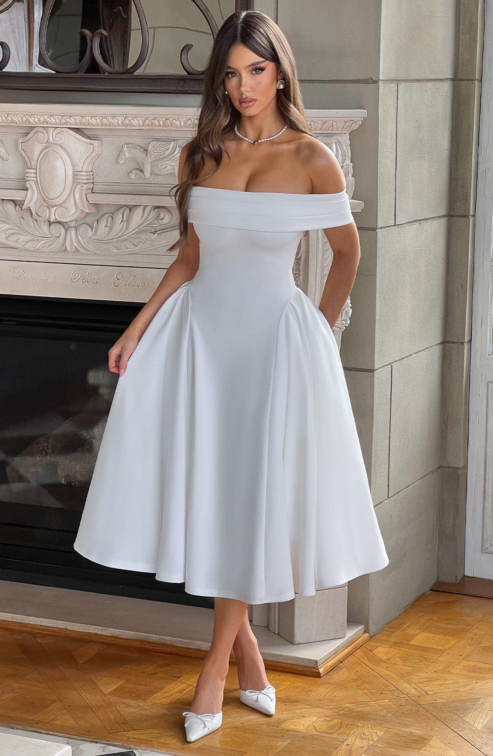 Robe Midi Épaules Dénudées Princess
