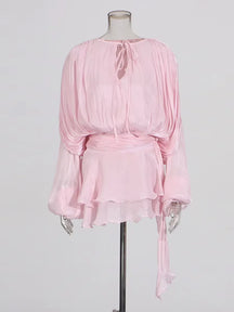 Robe Courte Asymétrique Volants Bela