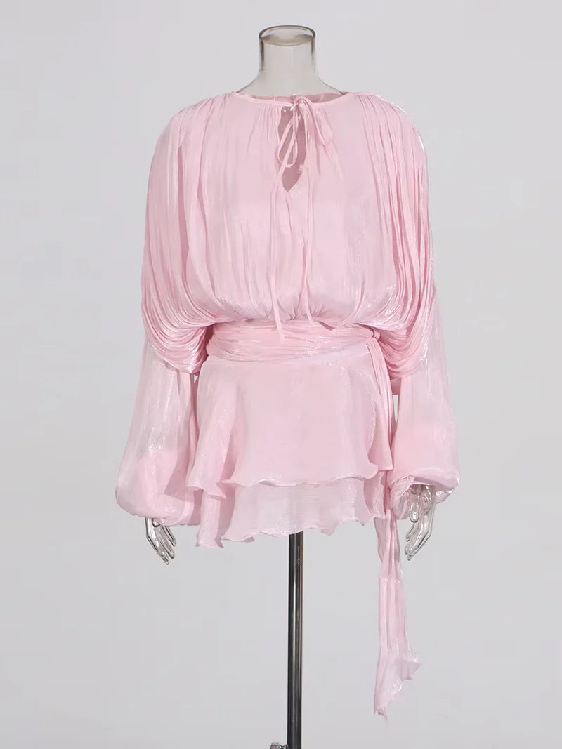Robe Courte Asymétrique Volants Bela