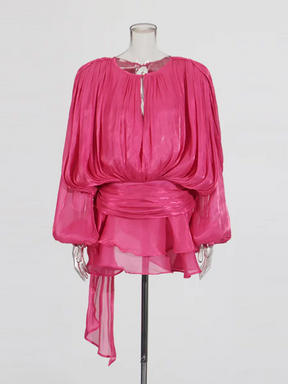 Robe Courte Asymétrique Volants Bela