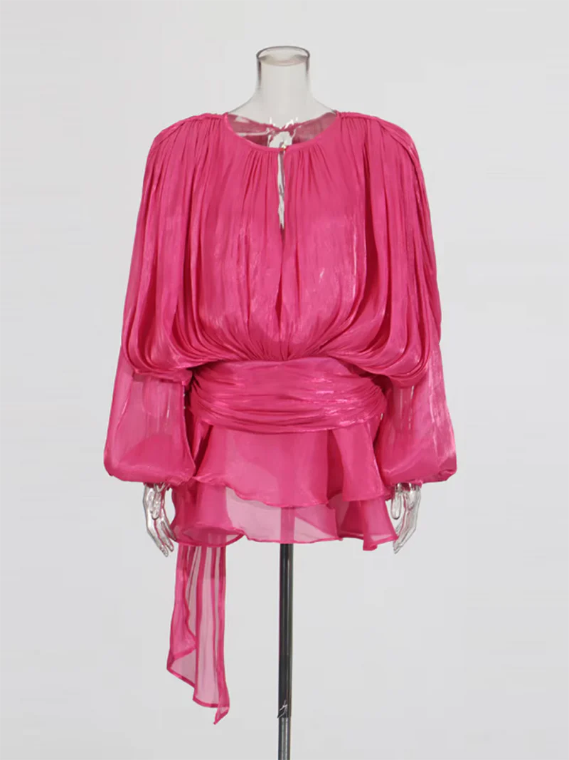 Robe Courte Asymétrique Volants Bela