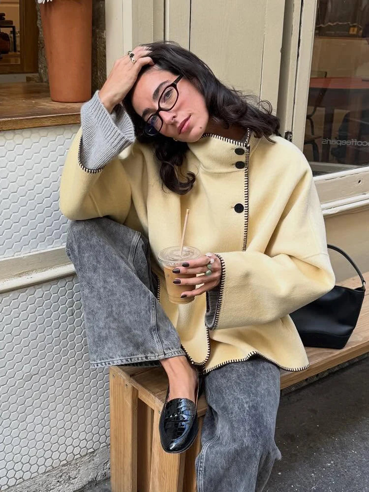 Manteau à col montant et boutons Élise