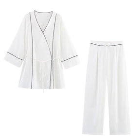 Ensemble Isabelle – Chemisier & Pantalon Large