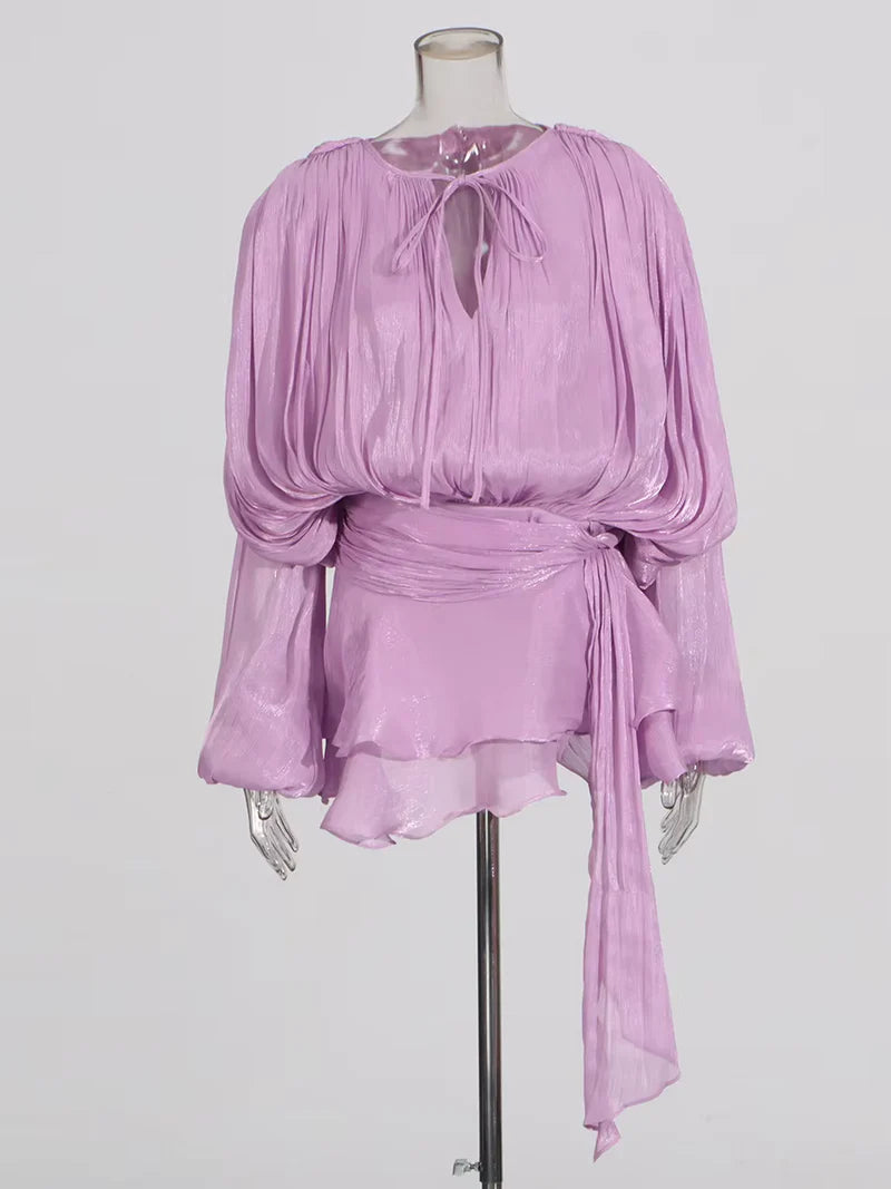 Robe Courte Asymétrique Volants Bela