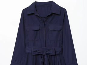 Robe chemise midi Sylvie à manches longues