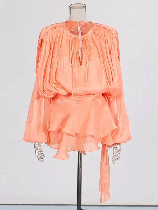 Robe Courte Asymétrique Volants Bela