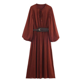 Robe à manches longues avec ceinture Yasmine