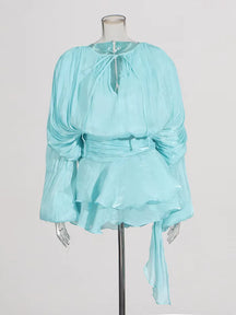 Robe Courte Asymétrique Volants Bela