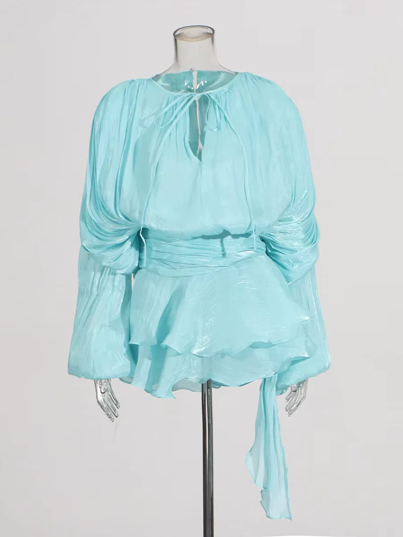 Robe Courte Asymétrique Volants Bela