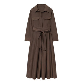 Robe chemise midi Sylvie à manches longues