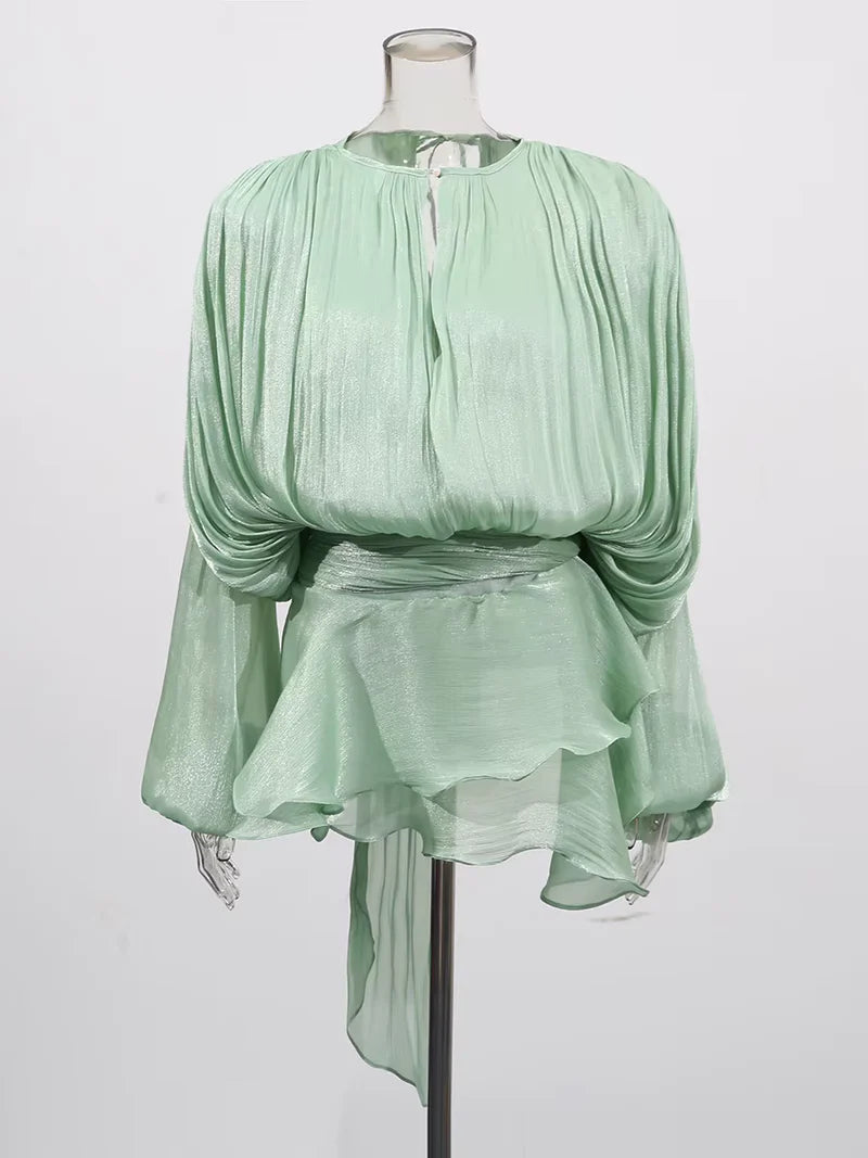 Robe Courte Asymétrique Volants Bela