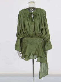 Robe Courte Asymétrique Volants Bela