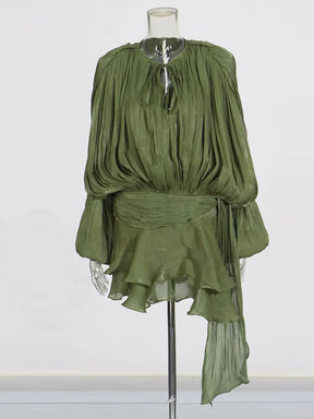 Robe Courte Asymétrique Volants Bela