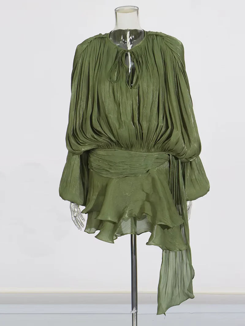 Robe Courte Asymétrique Volants Bela