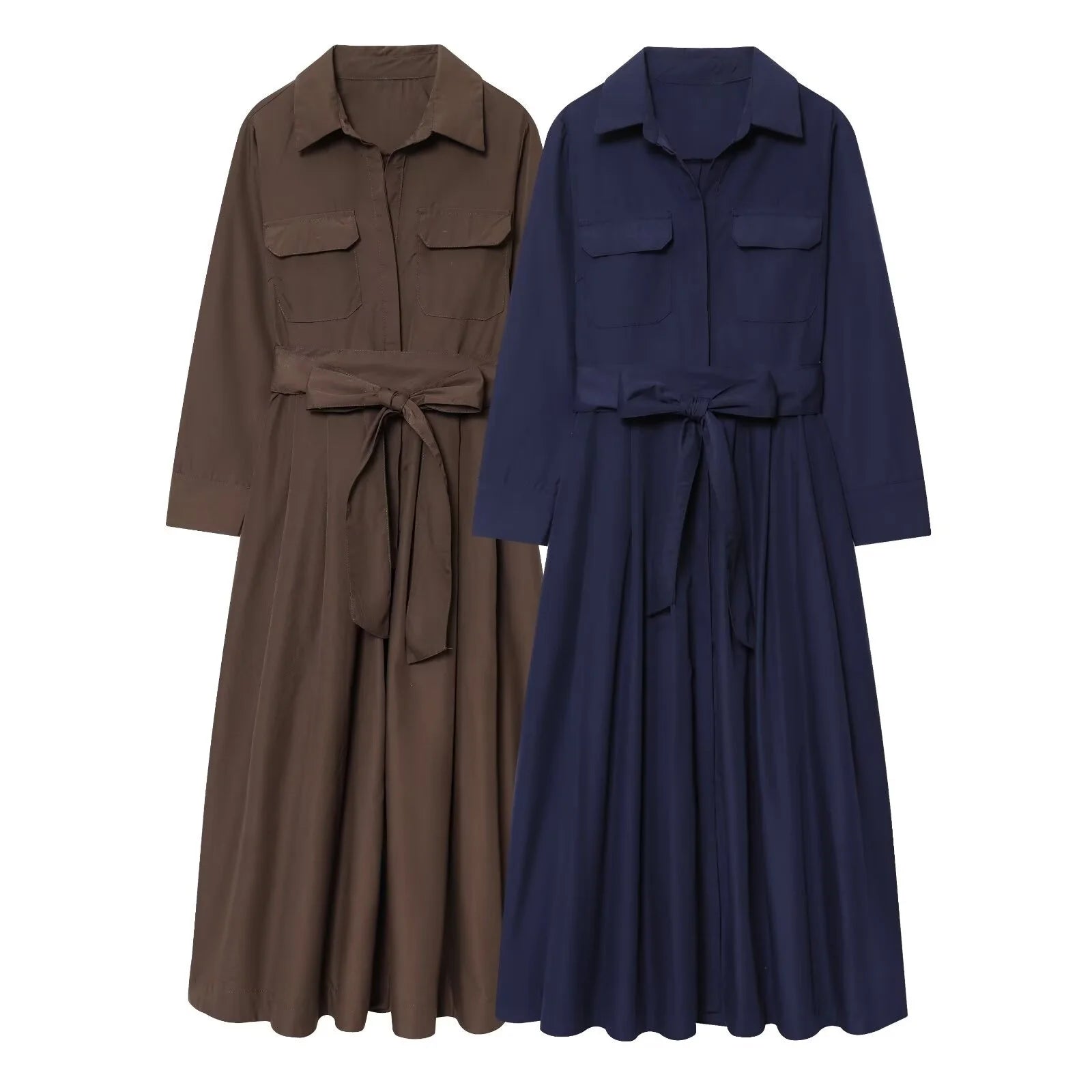 Robe chemise midi Sylvie à manches longues
