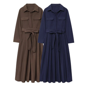 Robe chemise midi Sylvie à manches longues