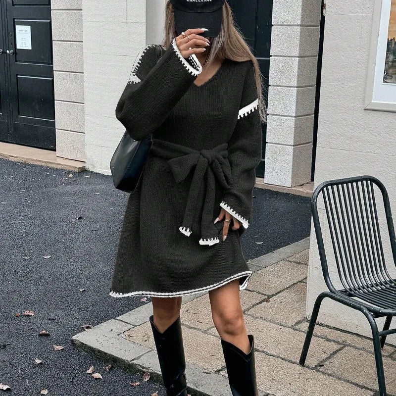 Robe Natalie – Courte, Manches Longues en Maille