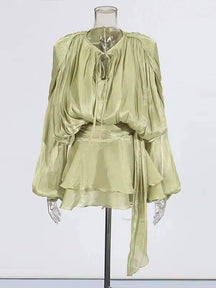 Robe Courte Asymétrique Volants Bela