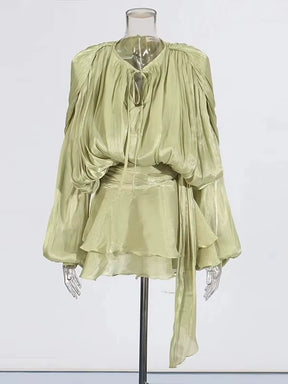 Robe Courte Asymétrique Volants Bela