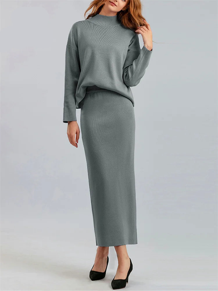 Ensemble chemisier et jupe en maille Coralie