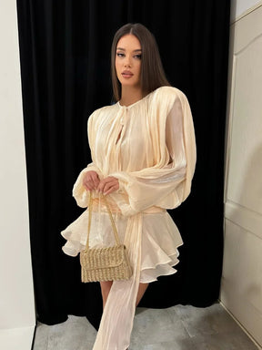 Robe Courte Asymétrique Volants Bela