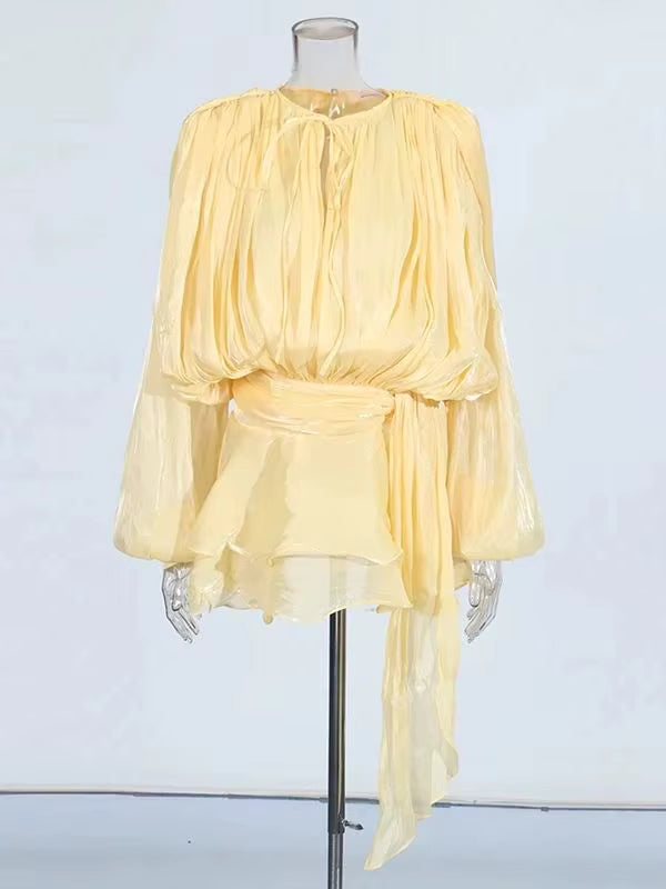 Robe Courte Asymétrique Volants Bela