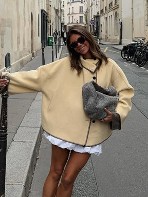 Manteau à col montant et boutons Élise