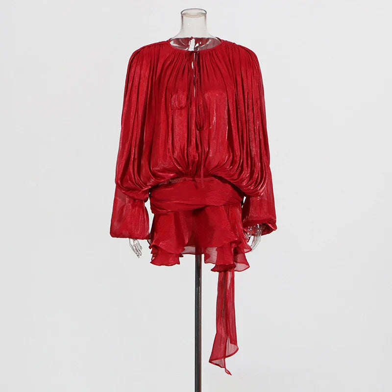 Robe Courte Asymétrique Volants Bela