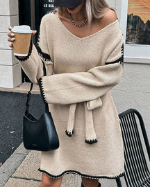 Robe Natalie – Courte, Manches Longues en Maille