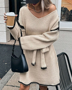 Robe Natalie – Courte, Manches Longues en Maille